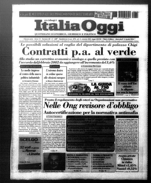 Italia oggi : quotidiano di economia finanza e politica